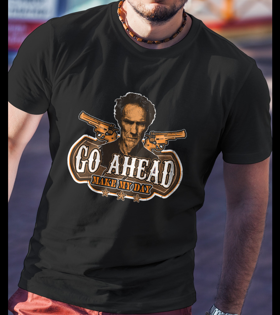 Go Ahead Make My Day Clint Eastwood Dirty Harry Guns Retro T-Shirt