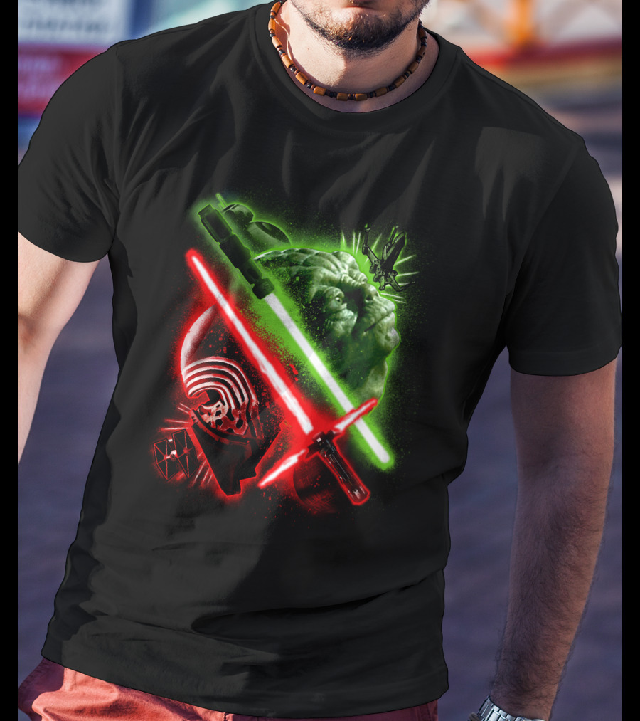 Grandmaster Yoda Darth Vader Kylo Ren Lightsaber Star Wars T-Shirt
