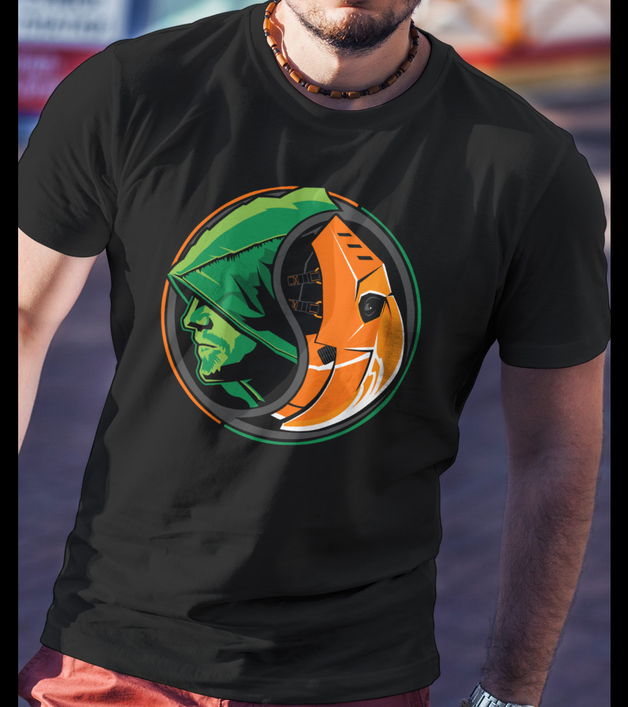Green Arrow Slade Deathstroke Yin Yang T-Shirt