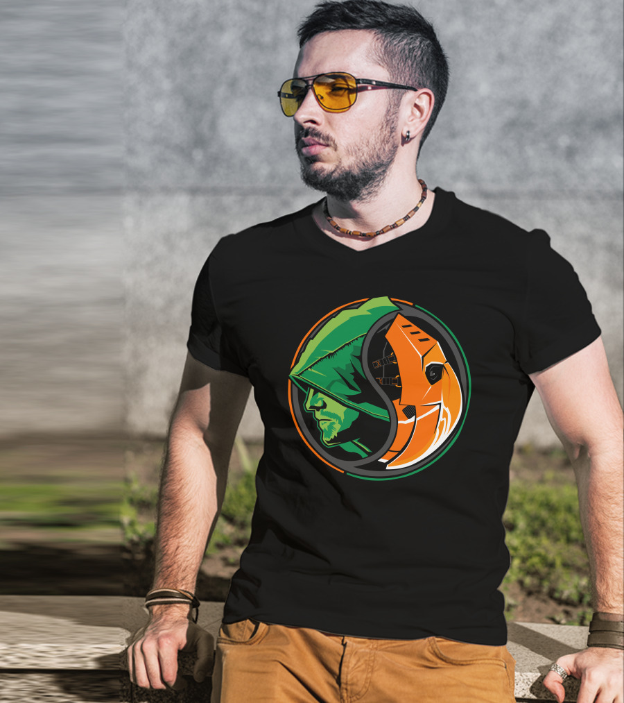 Green Arrow Slade Deathstroke Yin Yang T-Shirt