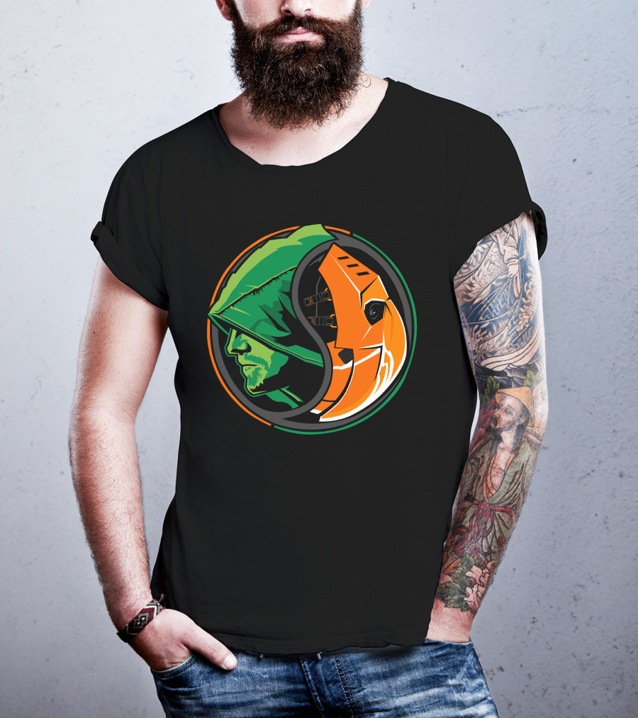 Green Arrow Slade Deathstroke Yin Yang T-Shirt