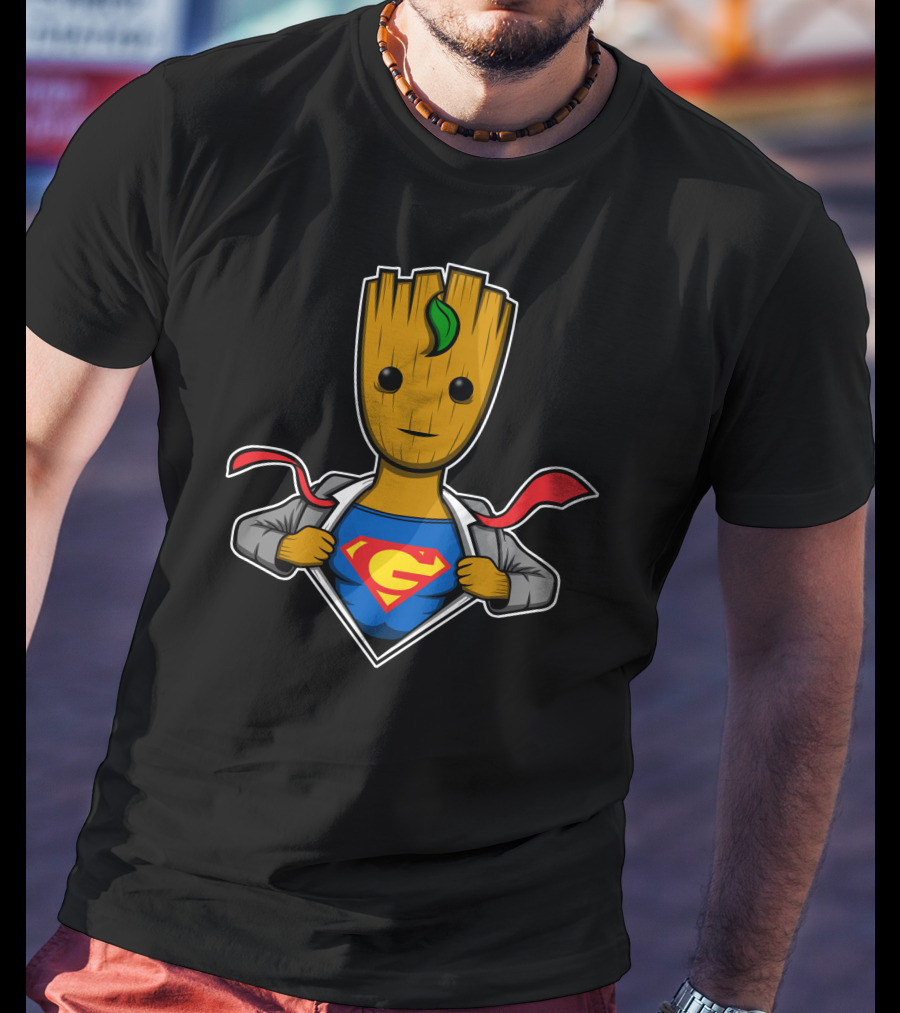 Grootman Baby Groot Superman Crossover Hero T-Shirt