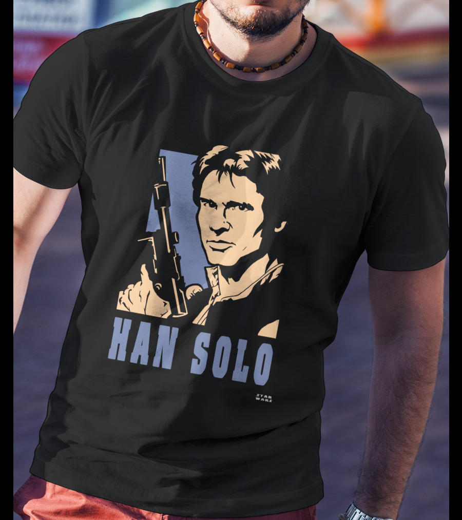 Han Solo Star Wars Vintage Style Graphic With Blaster T-Shirt