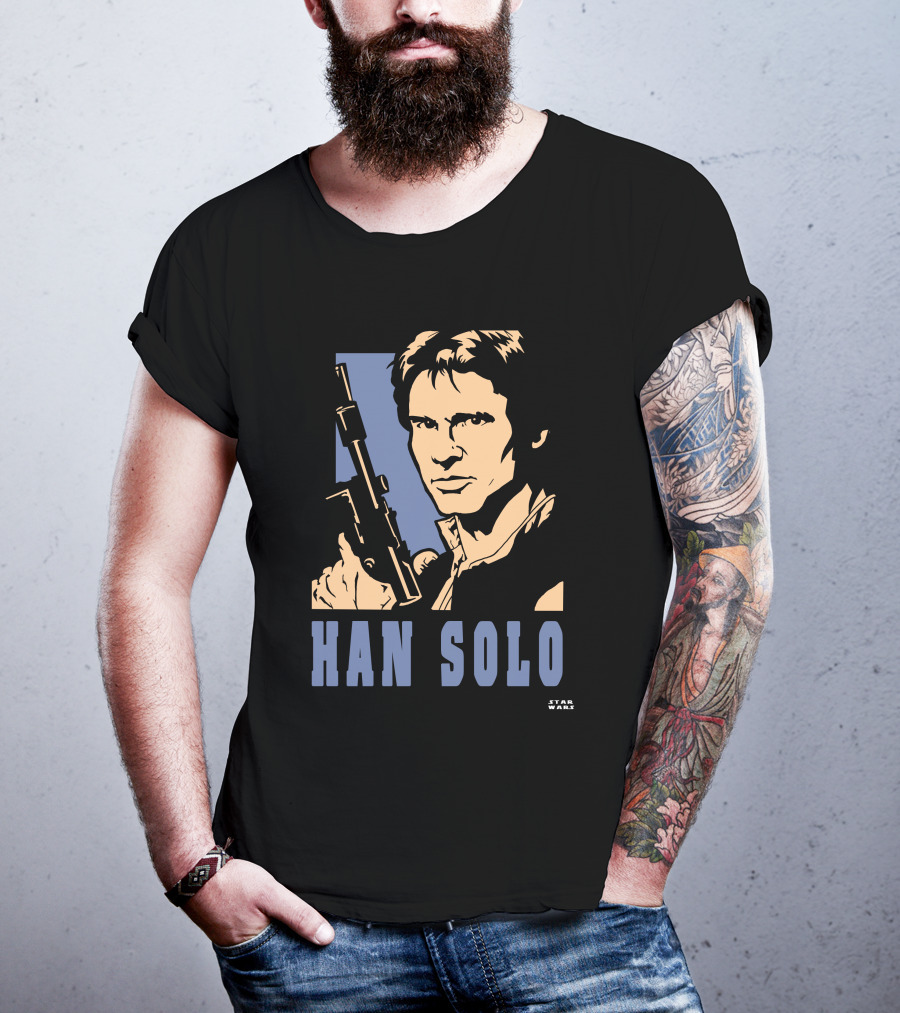 Han Solo Star Wars Vintage Style Graphic With Blaster T-Shirt