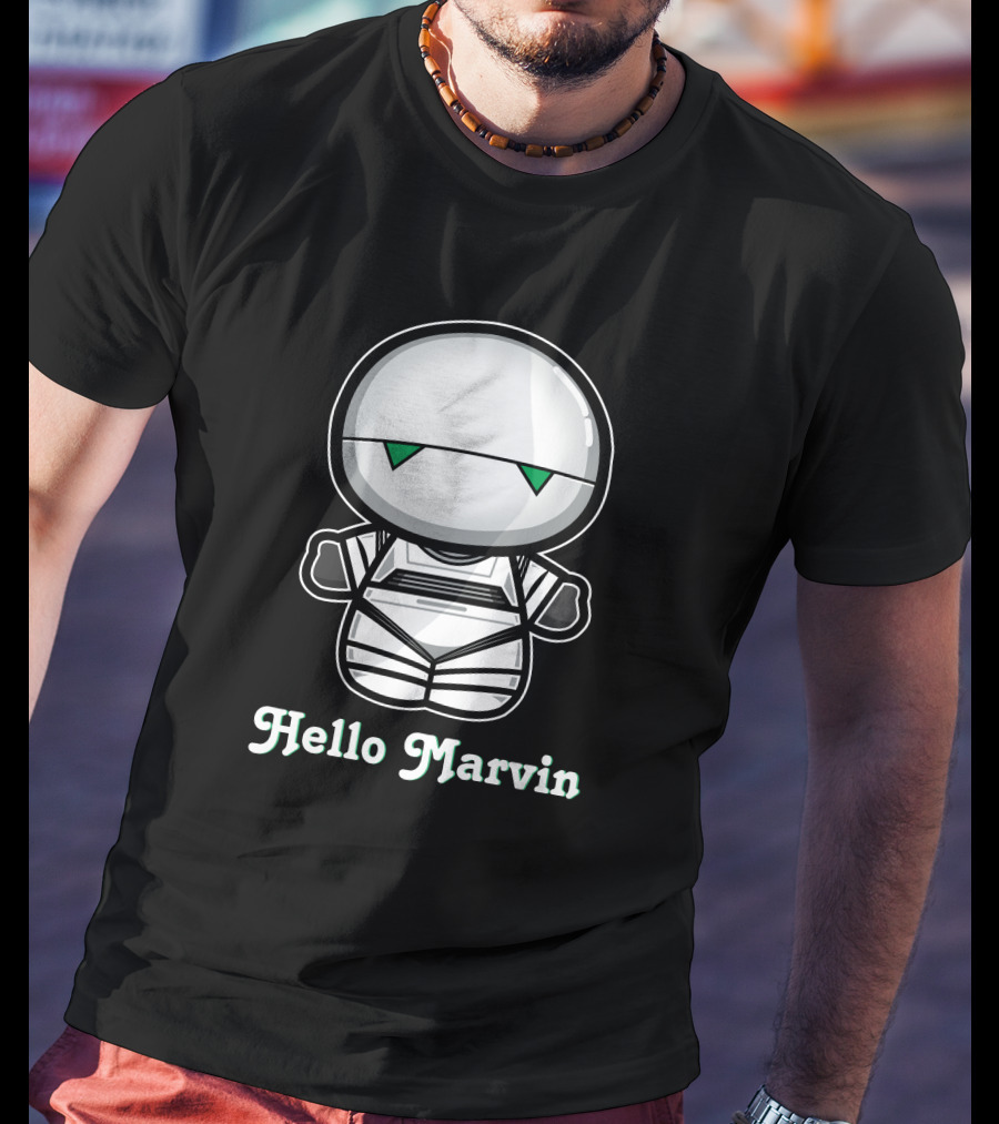 Hello Marvin The Paranoid Android Cute Cartoon Character T-Shirt