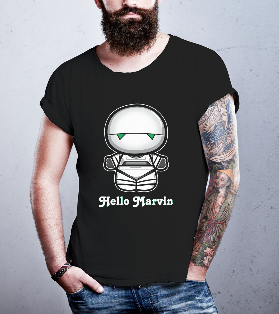 Hello Marvin The Paranoid Android Cute Cartoon Character T-Shirt