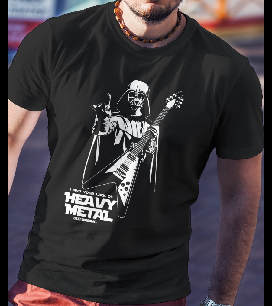 I Find Your Lack Of Heavy Metal Disturbing Star Wars Darth Vader Playing Guitar T-Shirt