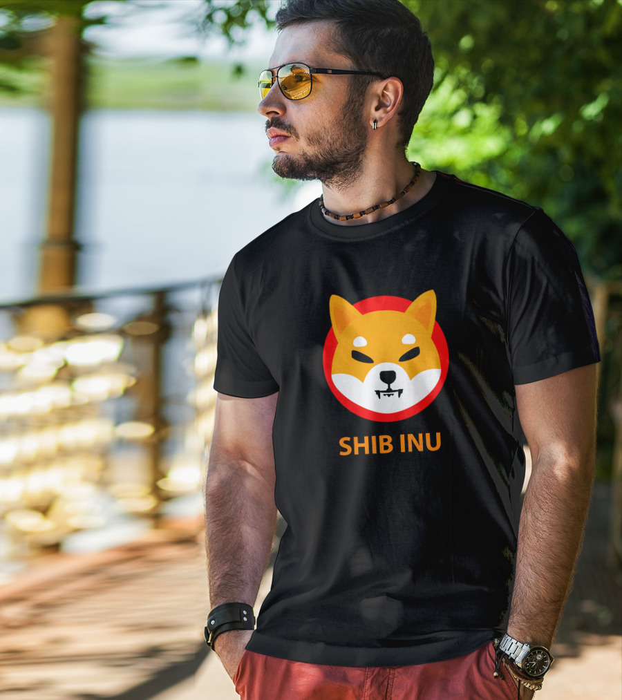 SHIB INU Coin Crypto Logo Red Circle T-Shirt