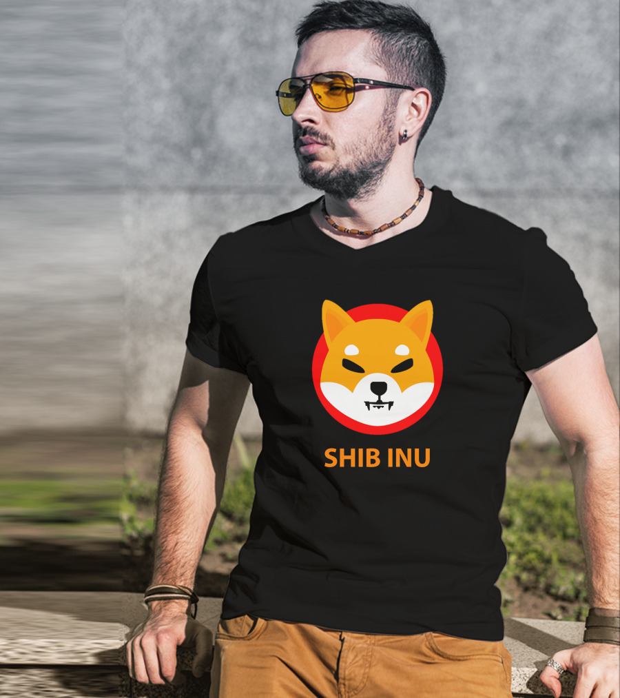 SHIB INU Coin Crypto Logo Red Circle T-Shirt