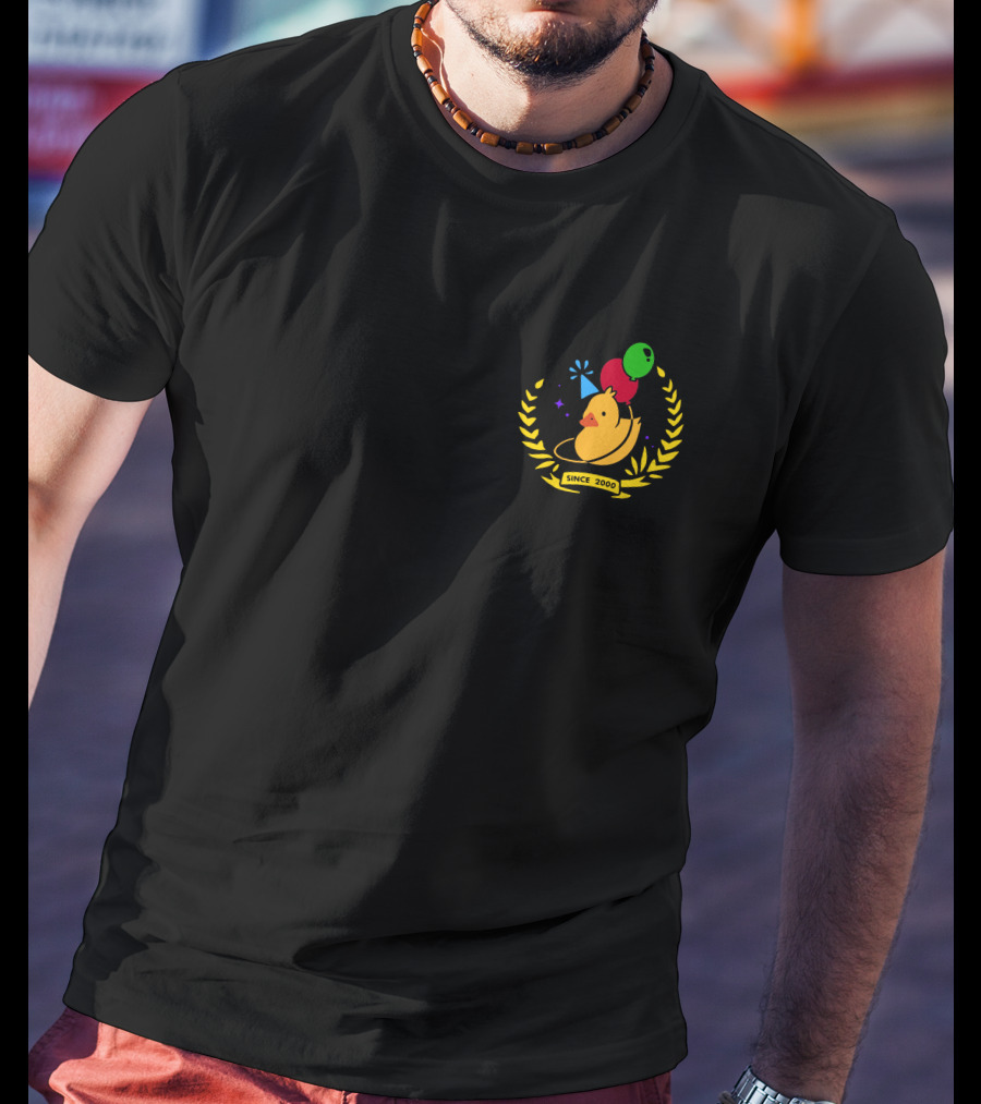 Planet Duck Birthday Quackity Since 2000 Celebration With Balloons And Party Hat T-Shirt