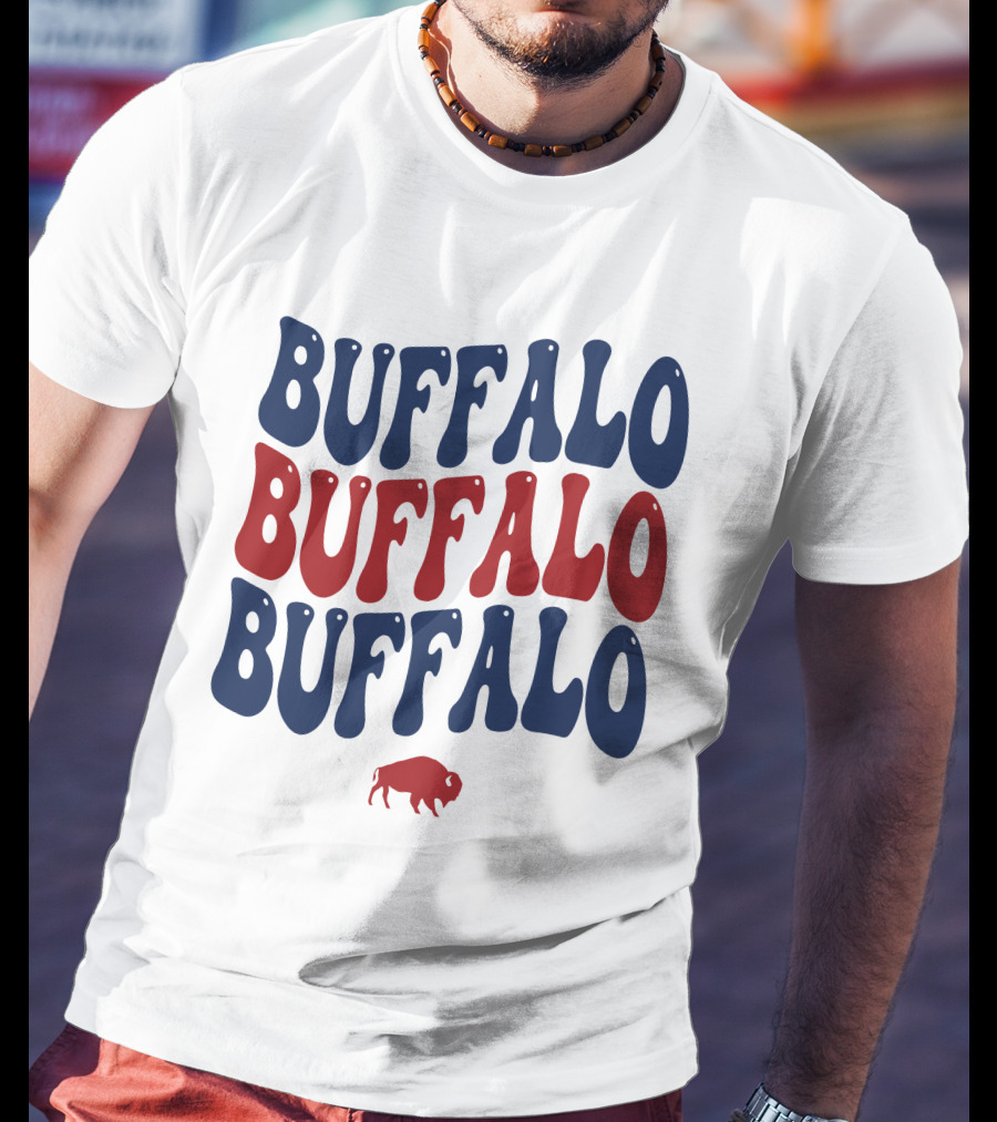 Buffalo Buffalo Buffalo Groovy Retro Style With Bison T-Shirt