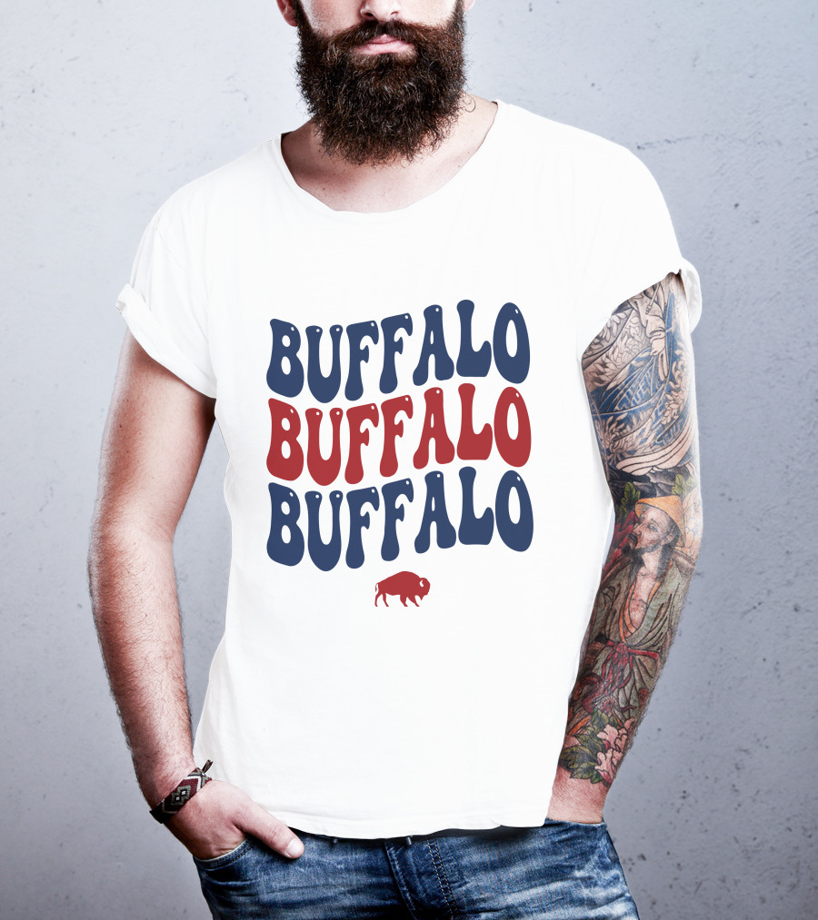 Buffalo Buffalo Buffalo Groovy Retro Style With Bison T-Shirt
