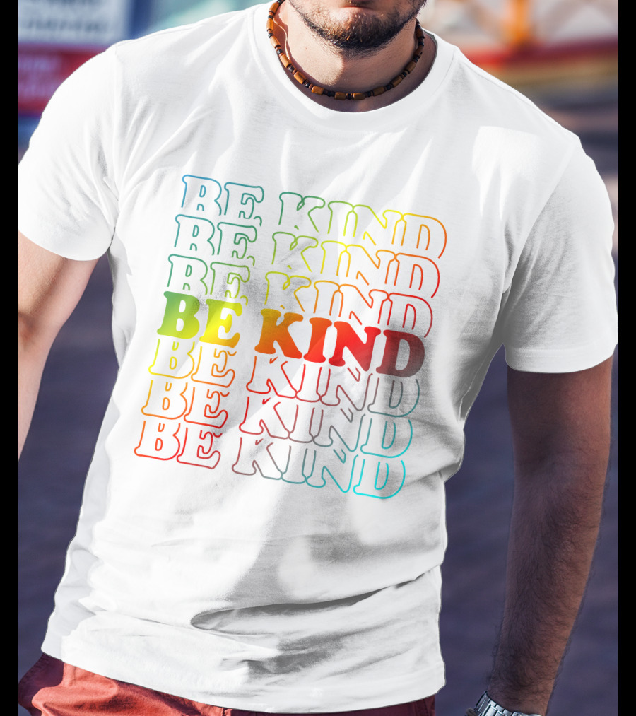 BE KIND Multicolor Gradient Typography T-Shirt