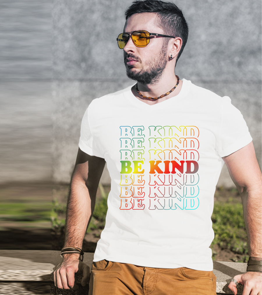 BE KIND Multicolor Gradient Typography T-Shirt