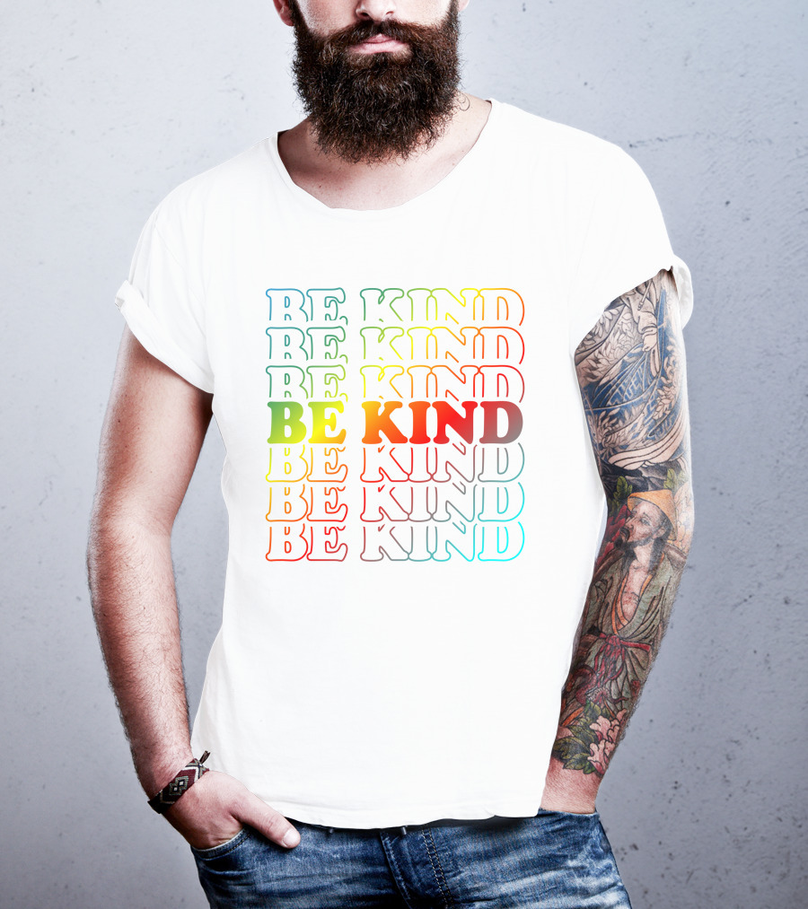 BE KIND Multicolor Gradient Typography T-Shirt