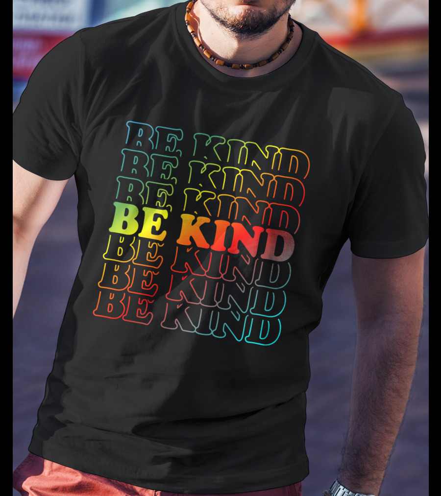 Be Kind Colorful Gradient Text Mick Foley T-Shirt