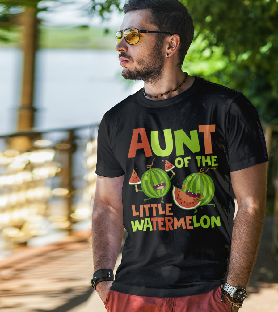 Aunt Of The Little Watermelon Funny Birthday Family T-Shirt