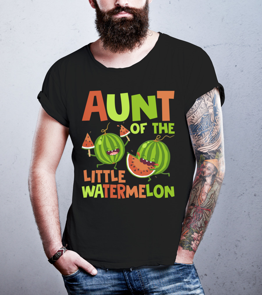 Aunt Of The Little Watermelon Funny Birthday Family T-Shirt