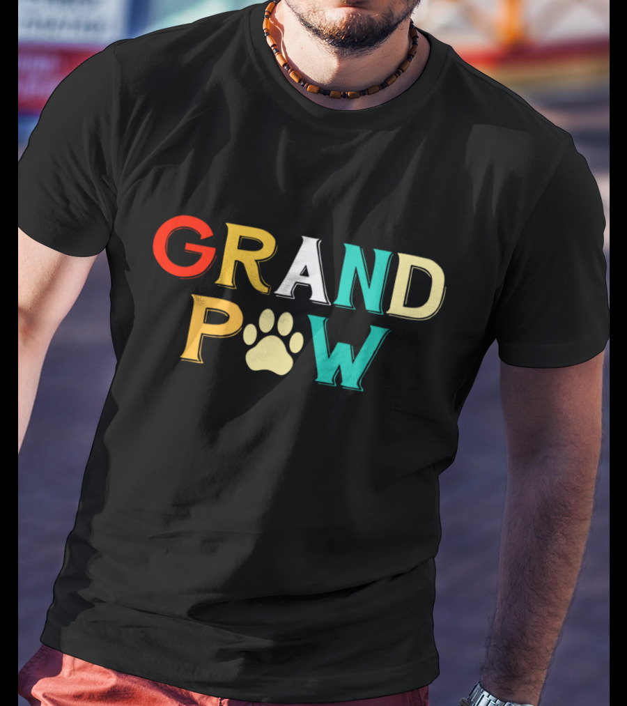 Grand Paw Doggy Puppy Lover Grandpa Funny Dog Paw Prints T-Shirt