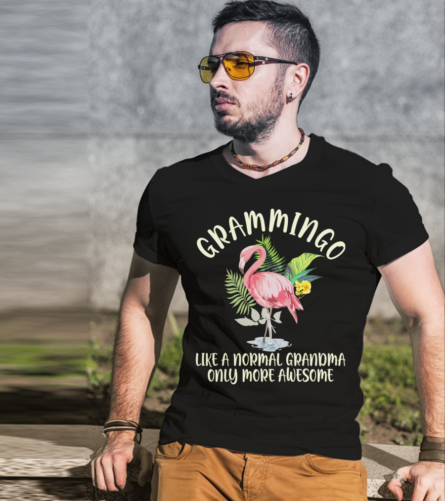Grammingo Flamingo Like A Normal Grandma Only More Awesome Tropical T-Shirt
