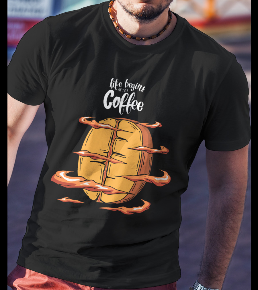 Life Begins After Coffee Football Steam Humor T-Shirt