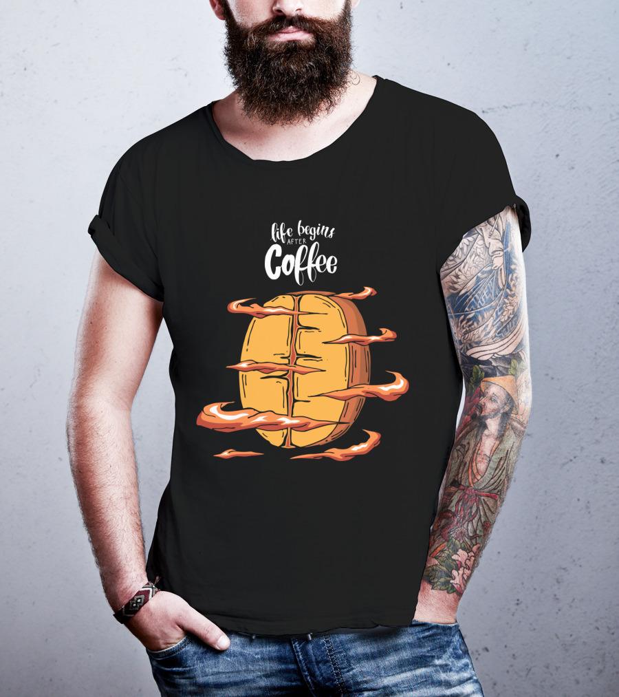 Life Begins After Coffee Football Steam Humor T-Shirt