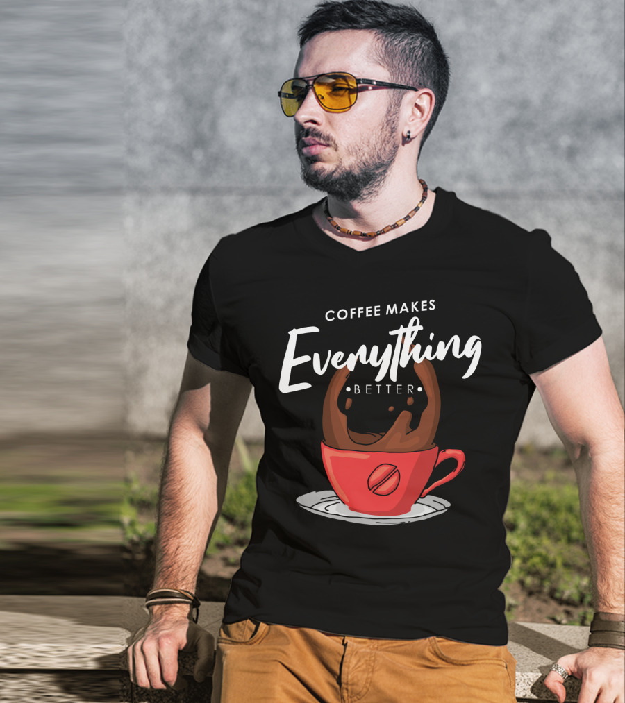 Coffee Makes Everything Better Red Cup Spill T-Shirt