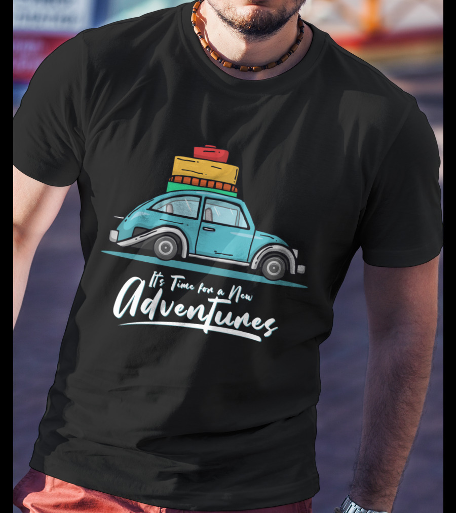 It's Time For A New Adventures With Vintage Car And Luggage T-Shirt