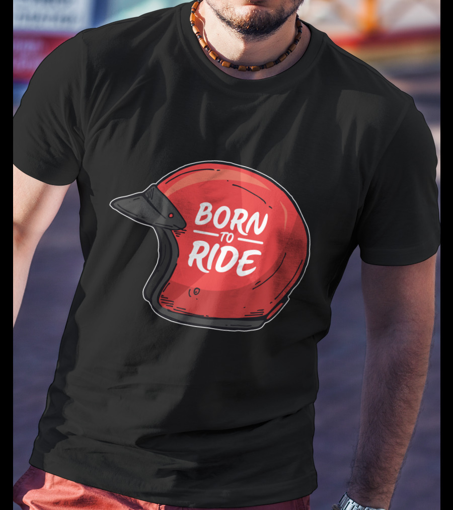 Born To Ride Retro Red Motorcycle Helmet T-Shirt