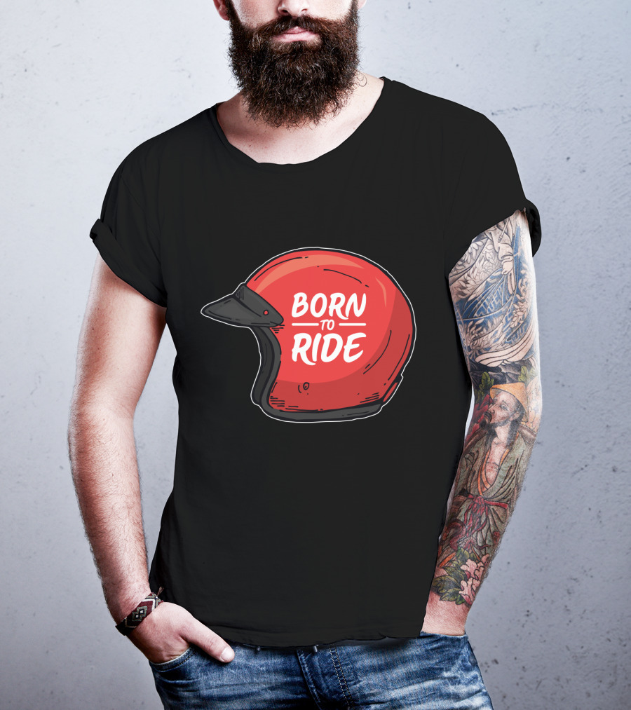Born To Ride Retro Red Motorcycle Helmet T-Shirt