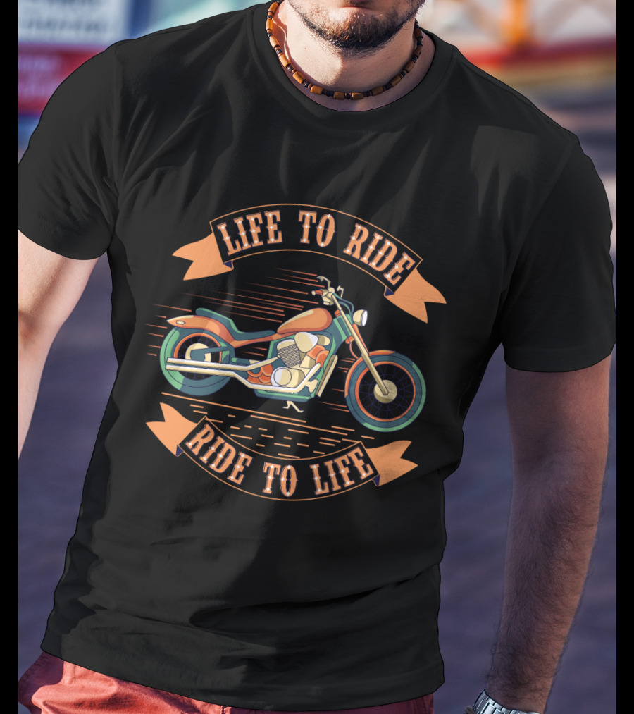 Life To Ride Ride To Life Motorcycle Graphic With Classic Cruiser T-Shirt