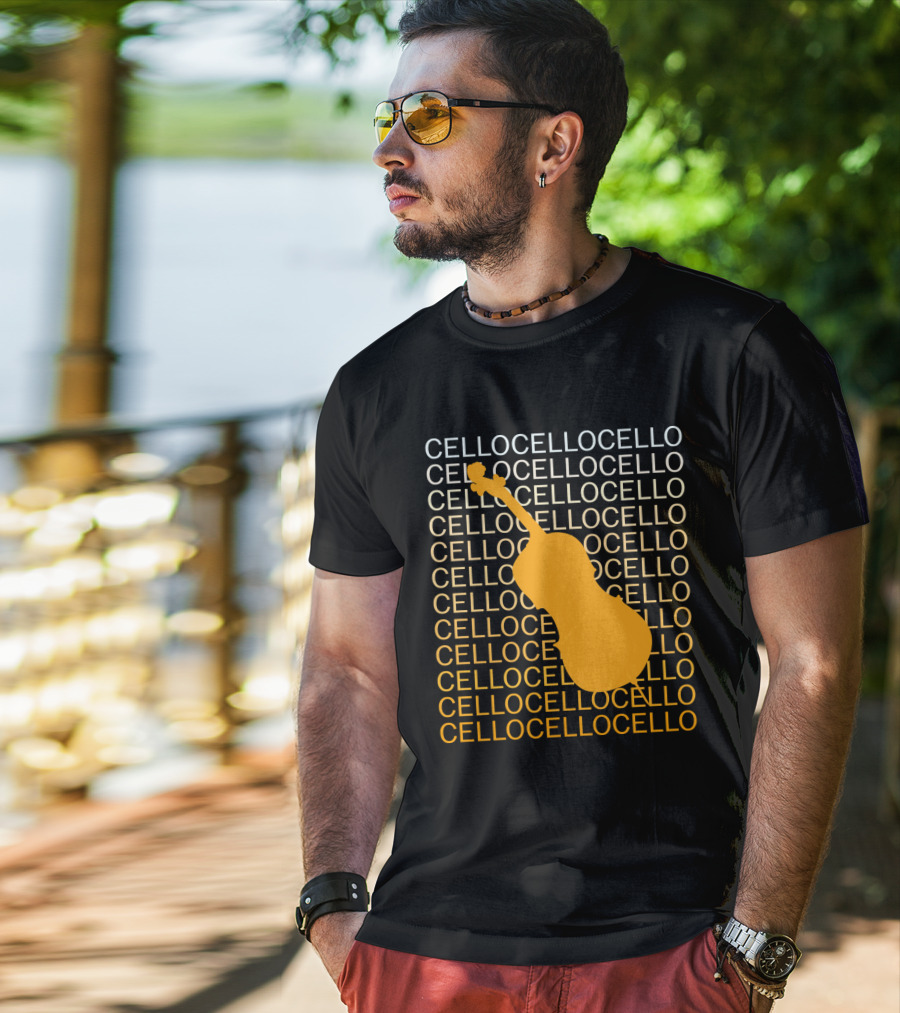 Cello Repeated Bold Pattern With Orange T-Shirt