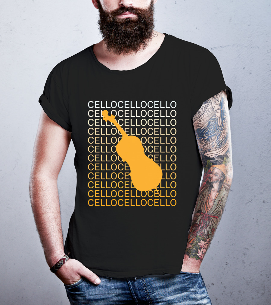 Cello Repeated Bold Pattern With Orange T-Shirt