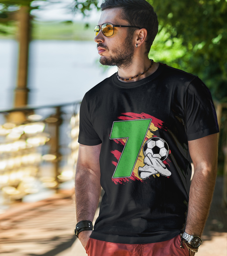 Kinder Geburtstag 7 Jahre Fußball Schuhe Deutschland Flagge Ball T-Shirt