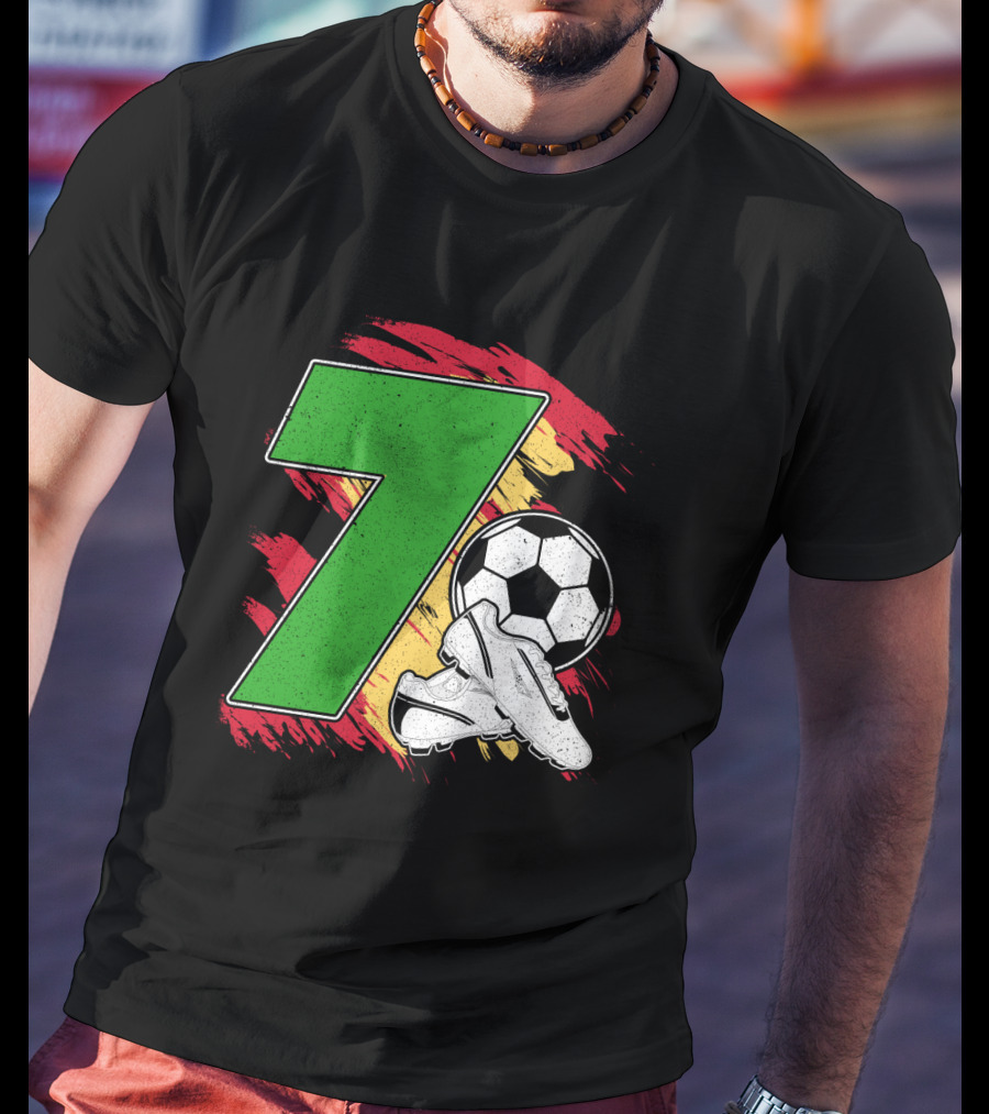 Kinder Geburtstag 7 Jahre Fußball Schuhe Deutschland Flagge Ball T-Shirt