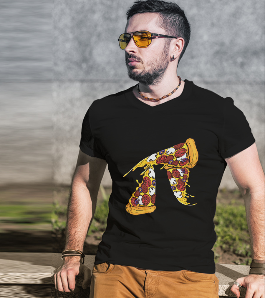 Pi Day Pizza Pi Funny Math Food 3.14 Melted Cheese Slice T-Shirt