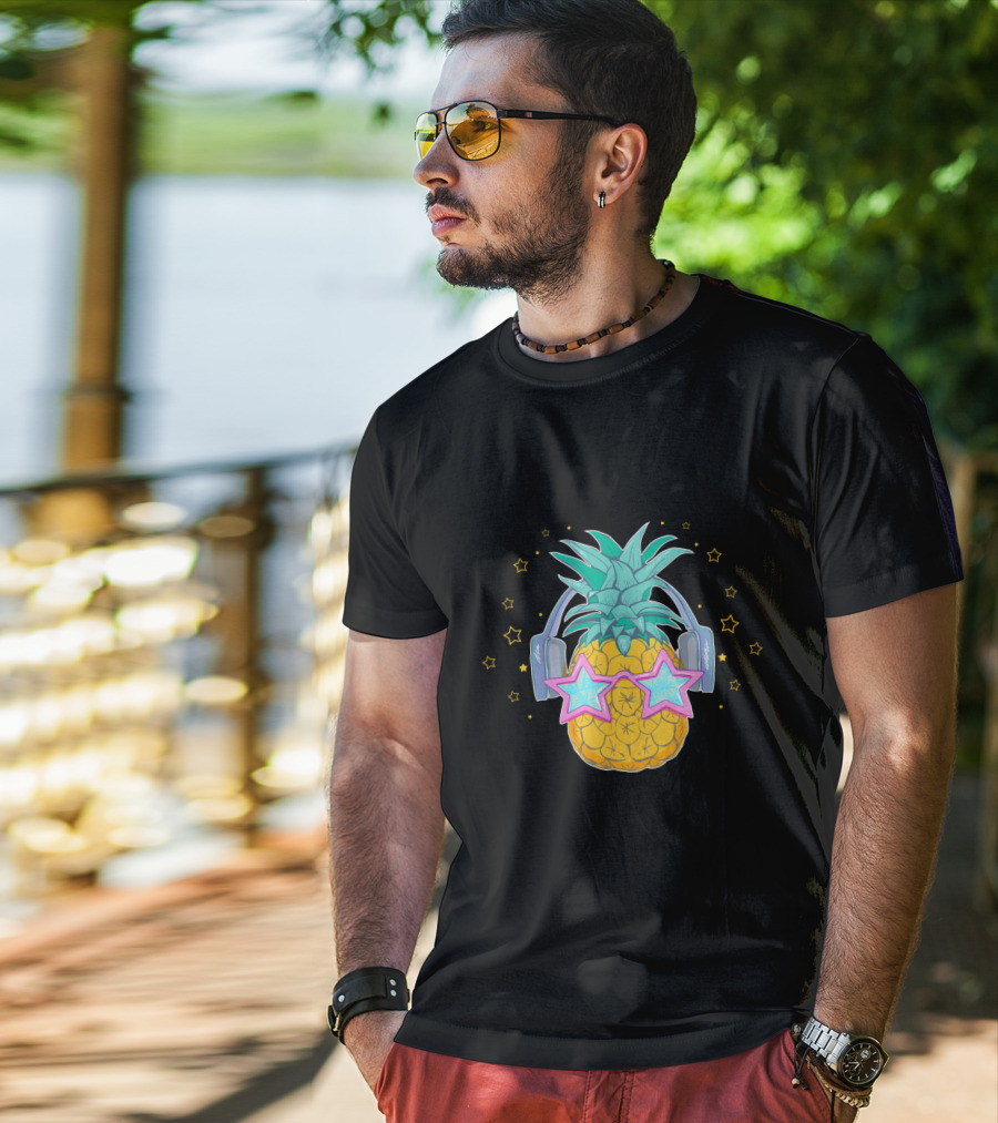Pineapple Music Star Glasses Headphones T-Shirt
