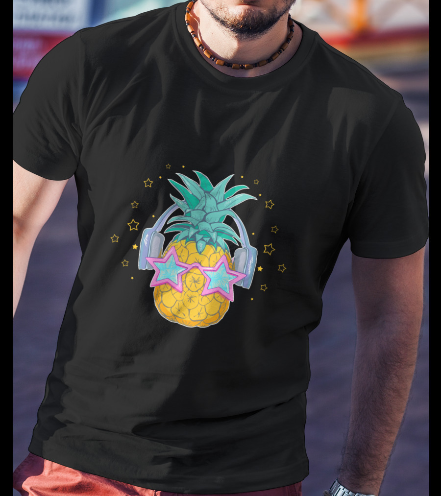 Pineapple Music Star Glasses Headphones T-Shirt