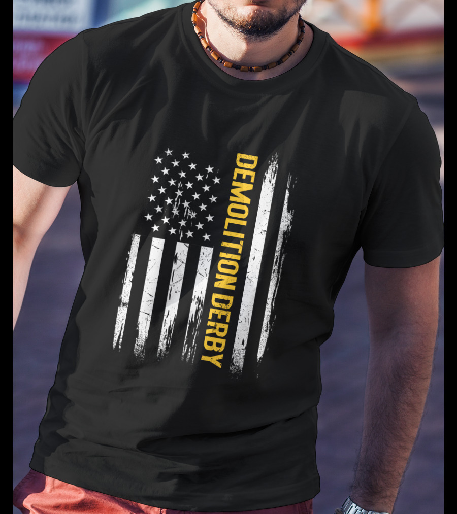 Vintage USA Flag Demolition Derby T-Shirt