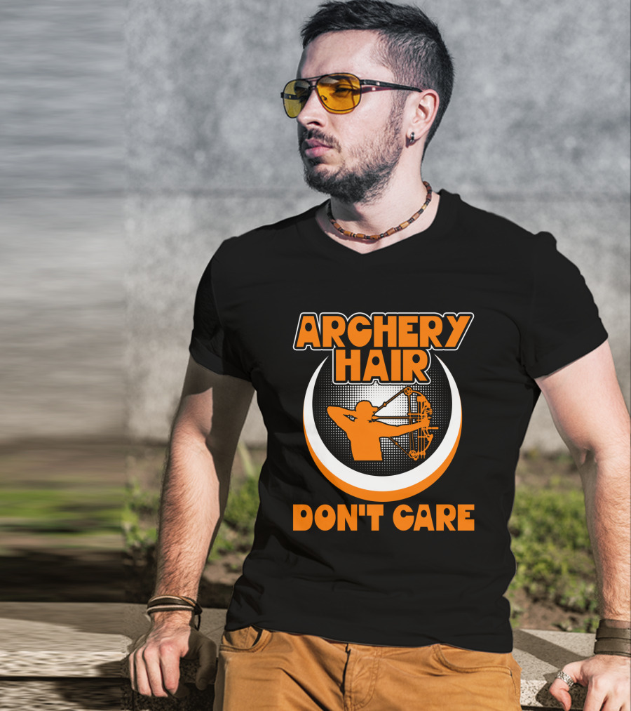 Archery Hair Don't Care Bow Shooter Emblem T-Shirt