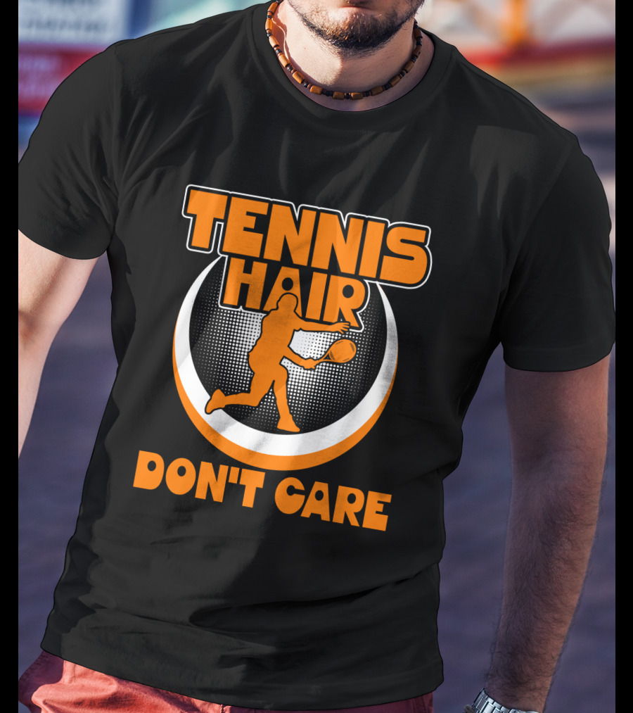 Tennis Hair Don't Care Silhouette Playing Racket T-Shirt