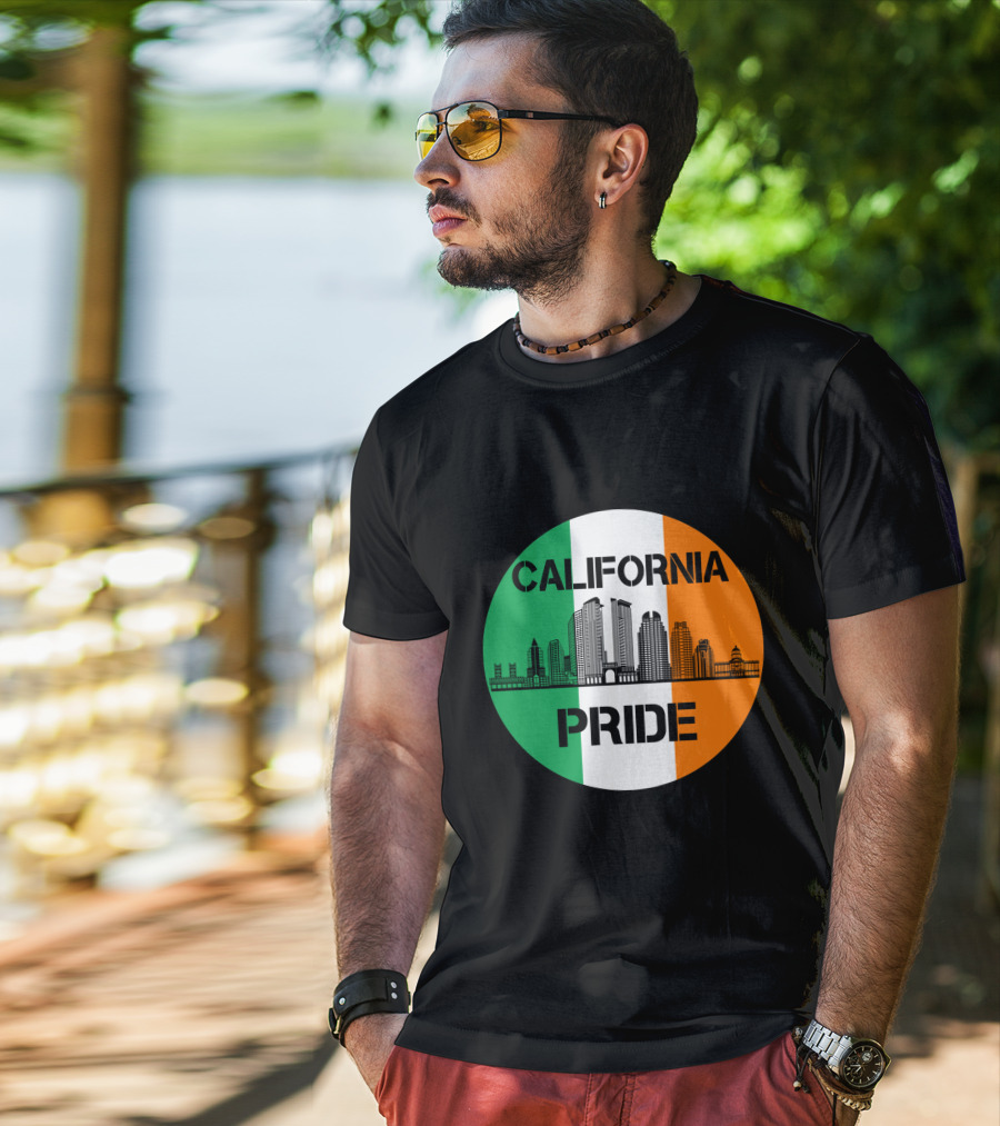 California Pride Skyline With Irish Flag Elements T-Shirt