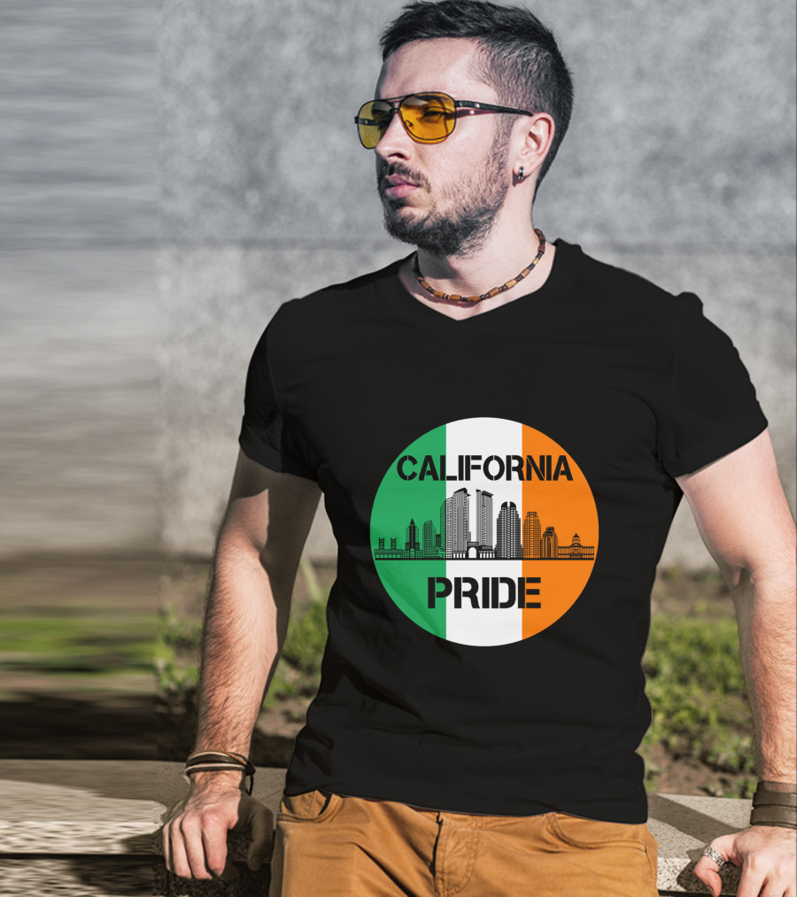 California Pride Skyline With Irish Flag Elements T-Shirt