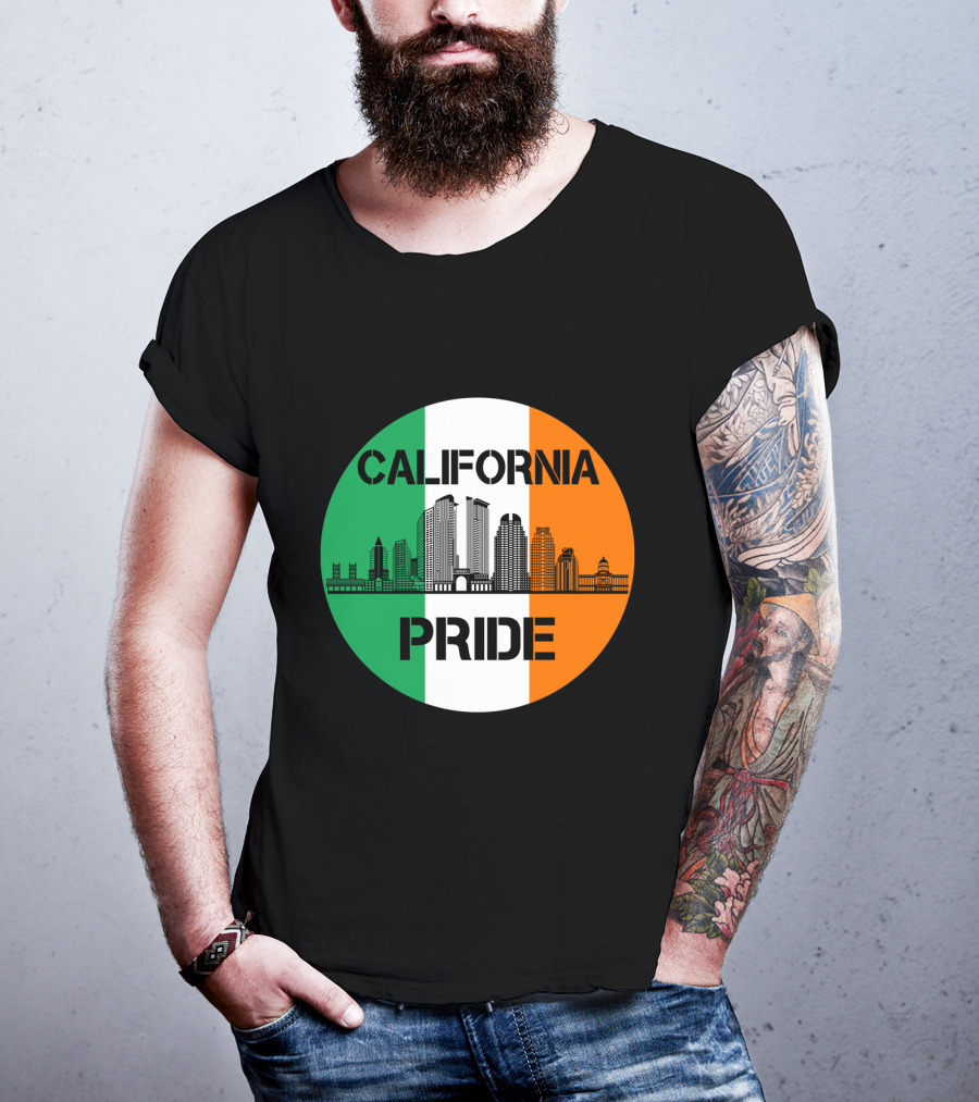 California Pride Skyline With Irish Flag Elements T-Shirt