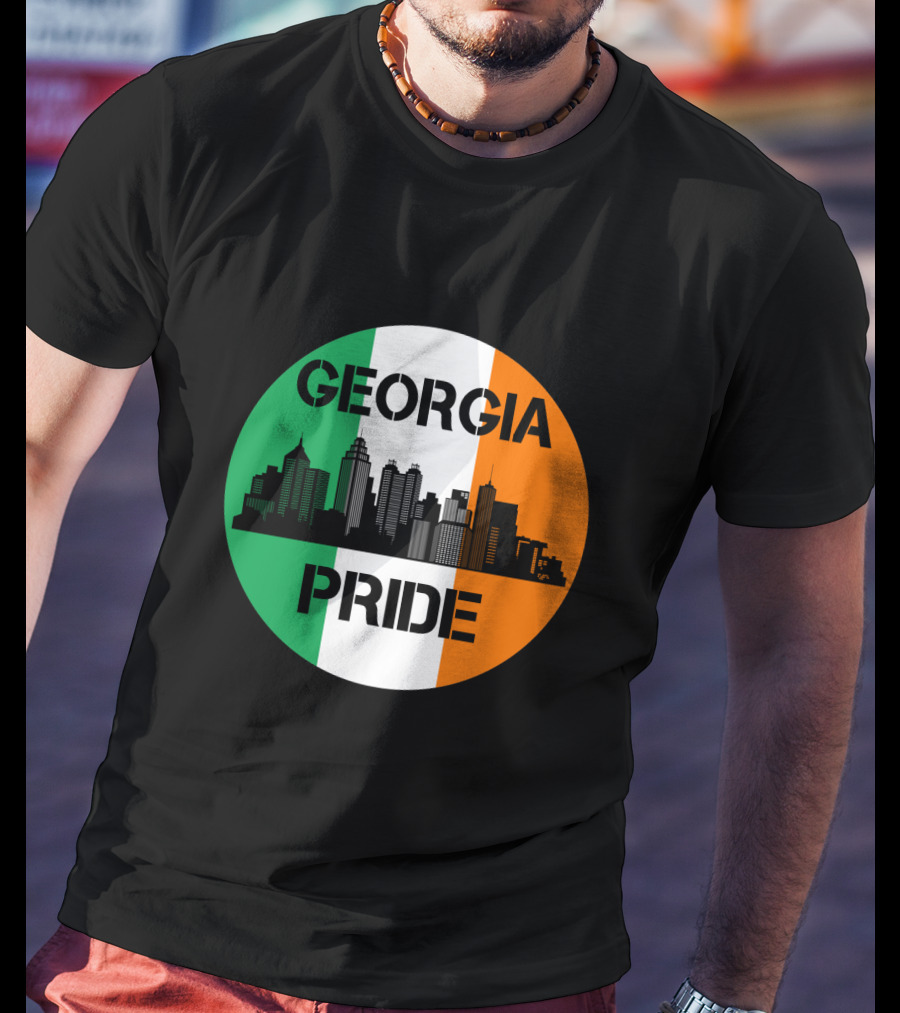 Georgia Pride Skyline Irish Flag Georgia T-Shirt