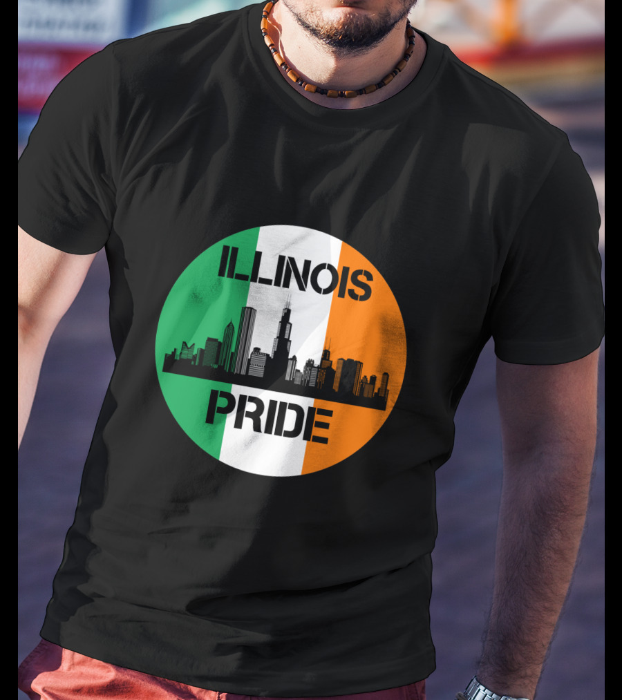 Illinois Pride Skyline Irish Flag T-Shirt