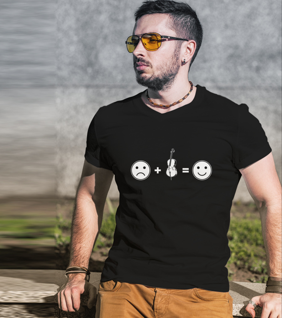 Sad Face Plus Cello Equals Happy Face T-Shirt