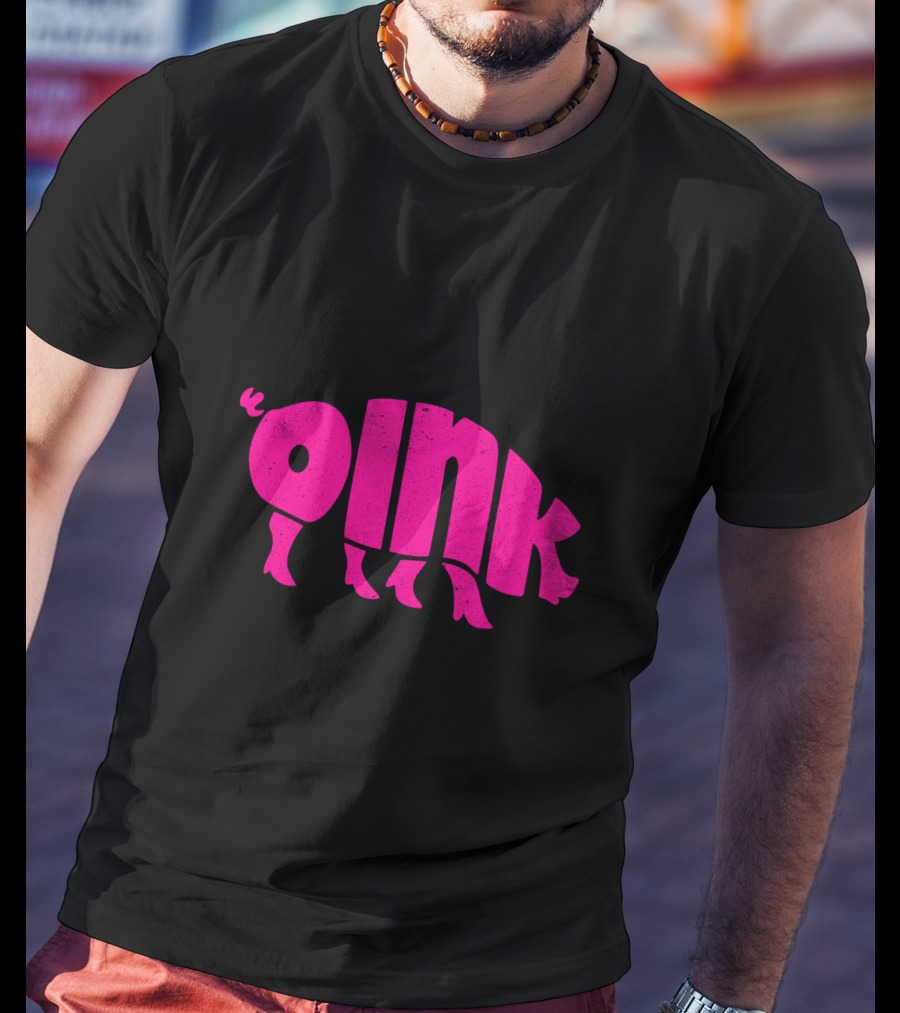 OINK Pink Pig Silhouette Humor T-Shirt