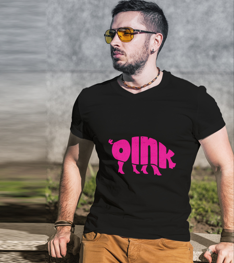 OINK Pink Pig Silhouette Humor T-Shirt