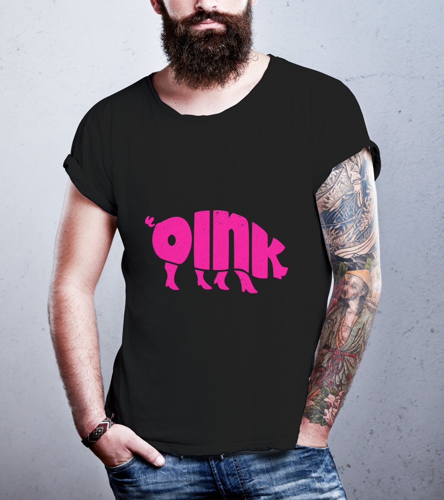 OINK Pink Pig Silhouette Humor T-Shirt